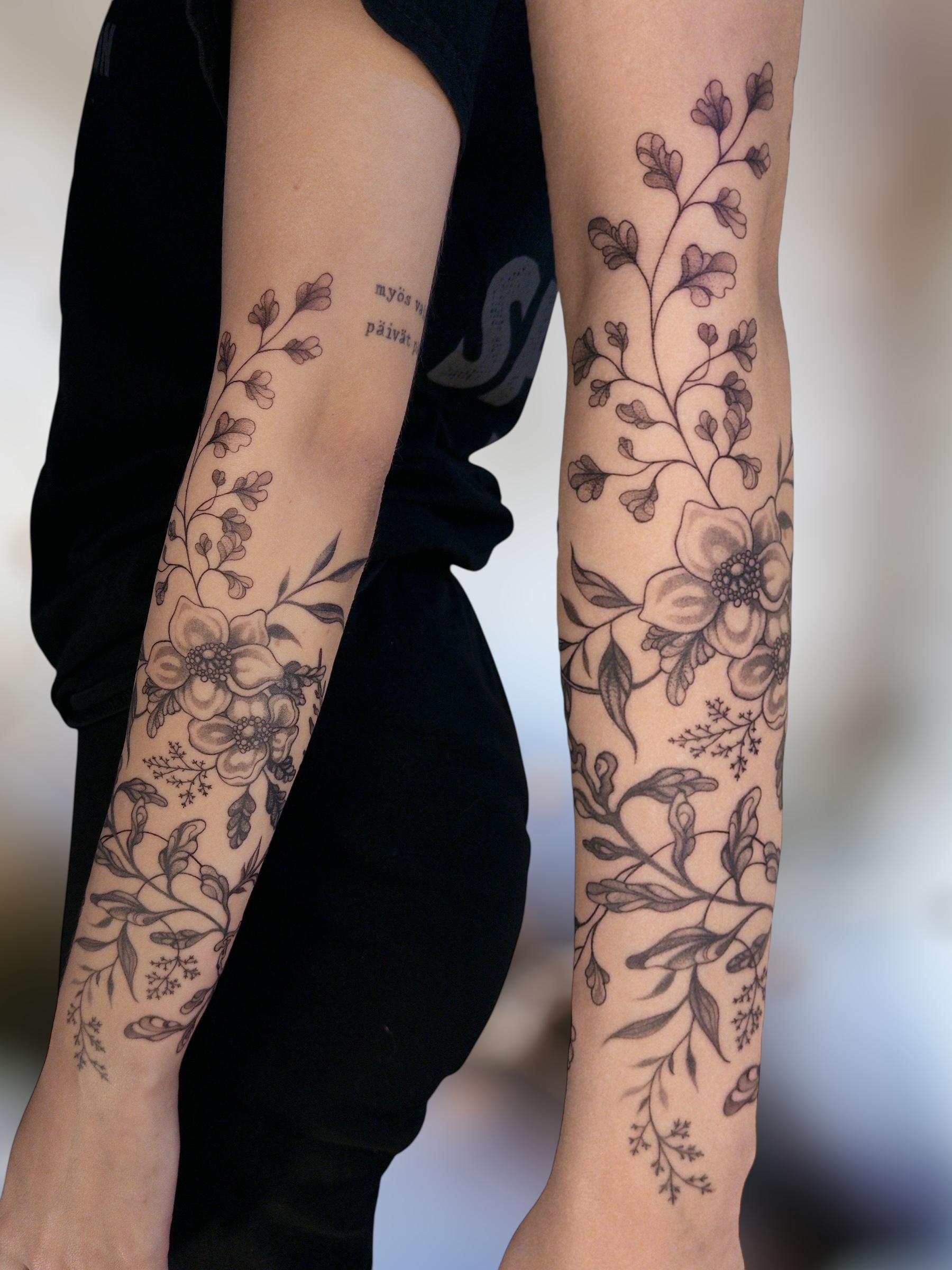 half sleeve flower wild