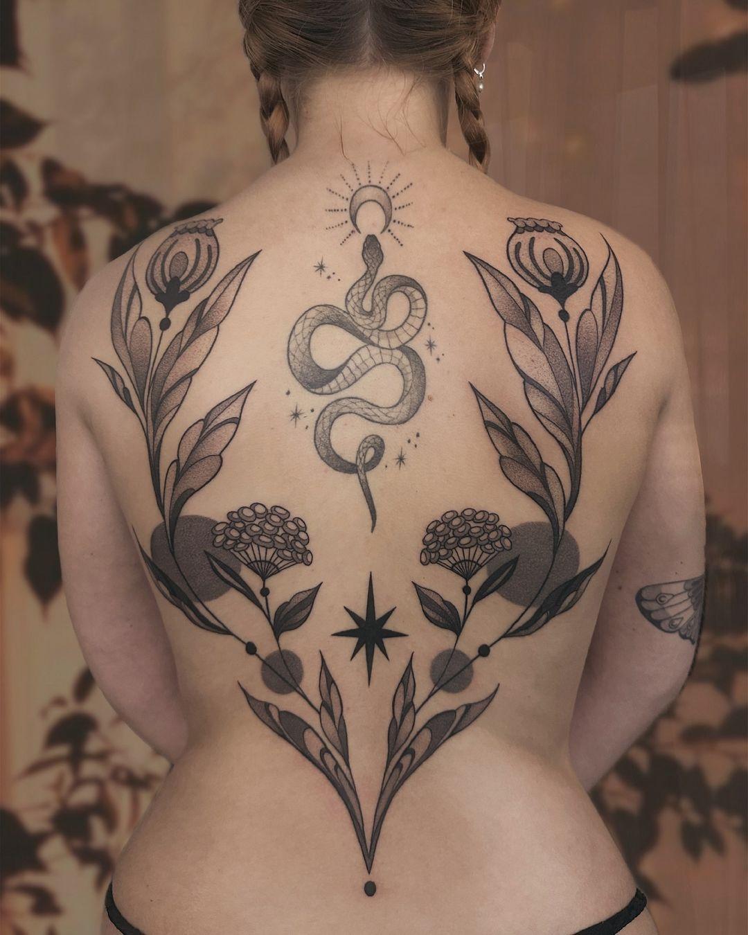 back piece star flower snake